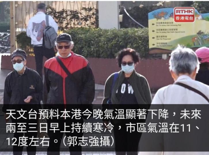 強烈季候風影響　天文台料今晚顯著降溫周末高地或結霜...