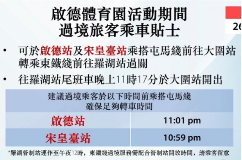 啟德主場館晚上足球賽　港鐵加強屯馬綫服務籲過境旅客留意...