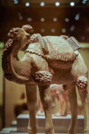 彩繪釉陶
這隻彩繪釉陶駱駝是唐代陝西省咸陽市禮泉縣出土之物。當時駱駝是負責運載貨物的交通工具。...