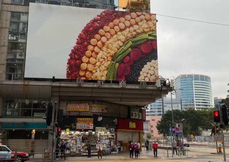 健康食品廣告
早前朋友問我在某一地點大約在那裏？我答她有那兩條街道的交界，有一大幅健康食品廣告的大廈所在地，她一講就明白了。賣廣告技倆真要學，有深入民心成為地標之效用。...