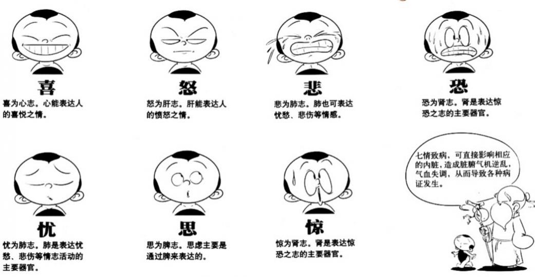 內傷七情
中醫的七情指喜、怒、憂、思、悲、恐、驚七種精神活動。情志活動與臟腑有密切關係。中醫認為情緒失調直接損害內在臟腑，故稱”內傷七情”。七情是對客觀事物的不同反映，在正常的情況下，一般不會致病。只...