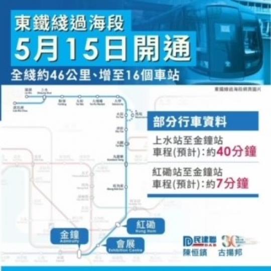 東鐵綫新發展

5 月15 日東鐵綫過海段通車，方便有需要的市民又邁進一步了。...