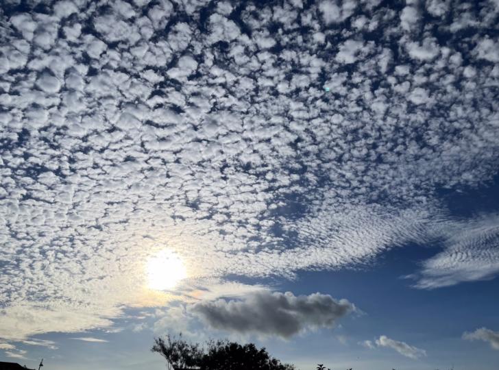 這張是打風前影的相，太陽躲在棉花雲裏，希望明天太陽快出來...