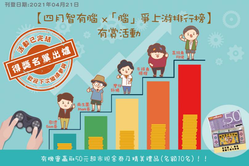 【四月 智有腦x「腦」爭上游排行榜】有賞活動 - 得獎名單出爐!!