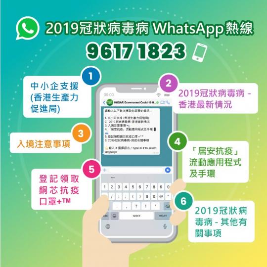 特區政府2019冠狀病毒病 WhatsApp 熱線