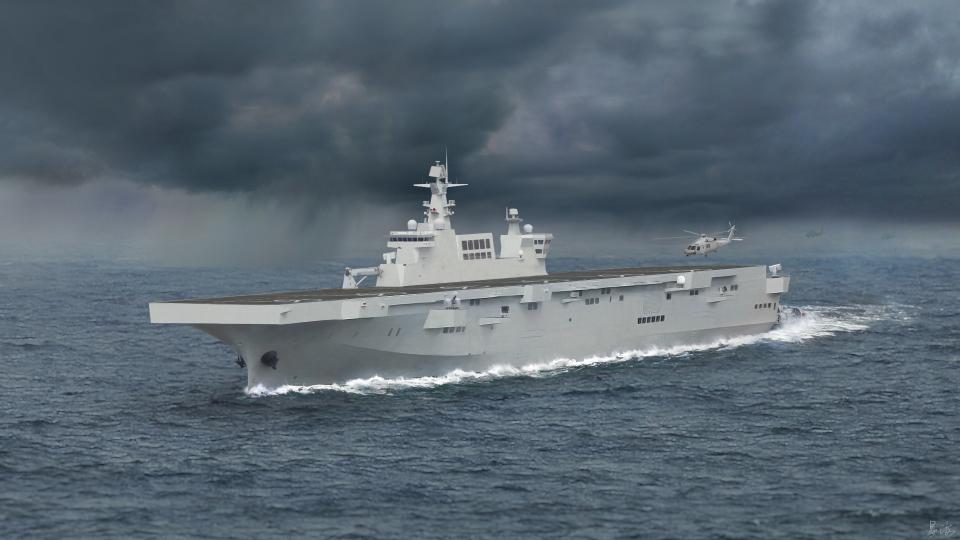 中國首艘075型兩棲攻擊艦海試
