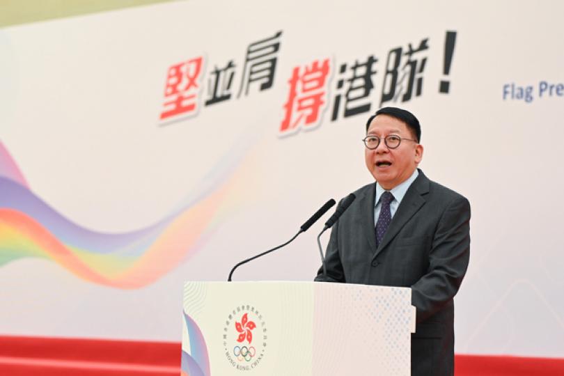 陳國基為香港運動員打氣 陳國基為香港運動員打氣