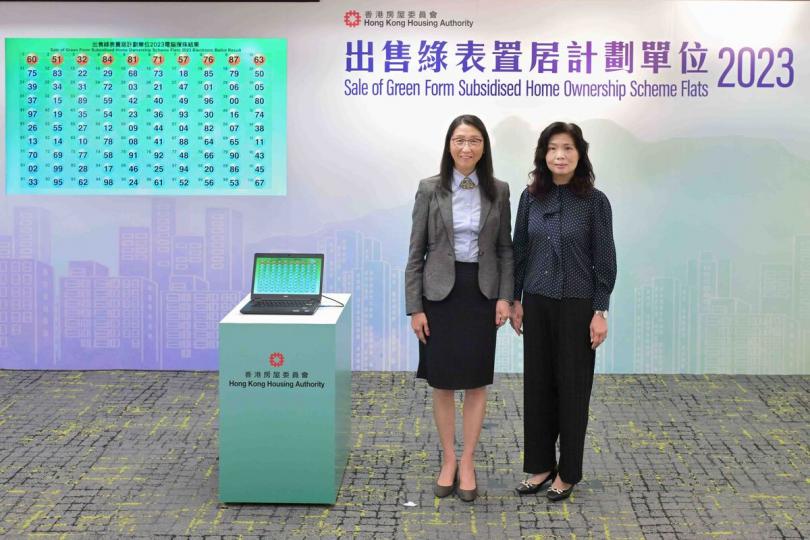 電腦攪珠:  黃碧如（左）主持攪珠儀式。