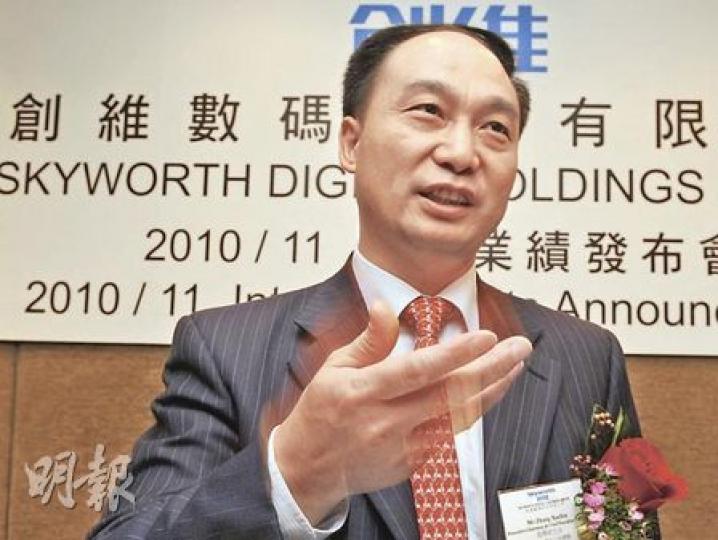 創維主席張學斌有信心,隨着步入傳統電視銷售旺季,下半年度的銷量及毛利率,同樣會有改善。(劉焌陶攝) 創維主席張學斌有信心,隨着步入傳統電視銷售旺季,下半年度的銷量及毛利率,同樣會有改善。(劉焌陶攝)