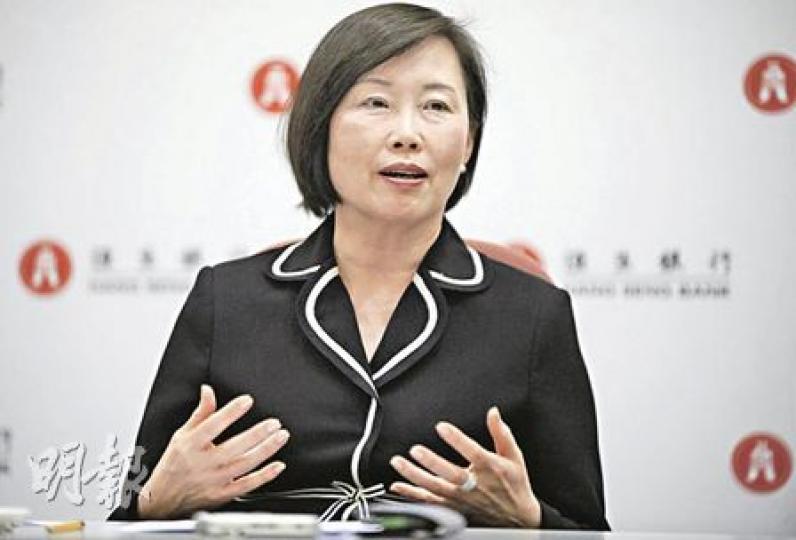 恒生在中國整體投資逾90億元。恒生中國副董事長兼行政總裁薛關燕萍表示,今明兩年總收入將會有雙位數增長。(何家達攝) 恒生在中國整體投資逾90億元。恒生中國副董事長兼行政總裁薛關燕萍表示,今明兩年總收入將會有雙位數增長。(何家達攝)