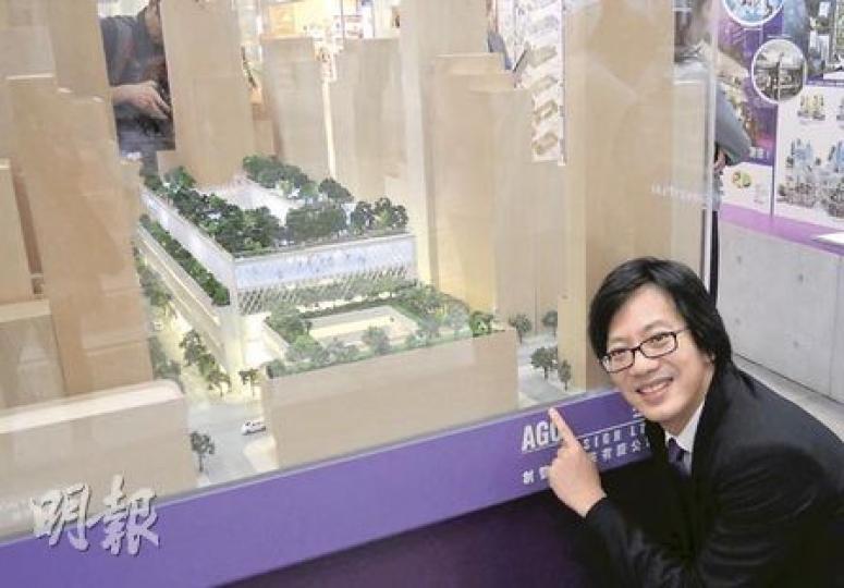 吳永順的「漂浮綠洲」方案,在中環街市的平台再加多一層建築,額外增加了6000平方米綠化空間。(周展鴻攝) 吳永順的「漂浮綠洲」方案,在中環街市的平台再加多一層建築,額外增加了6000平方米綠化空間。(周展鴻攝)