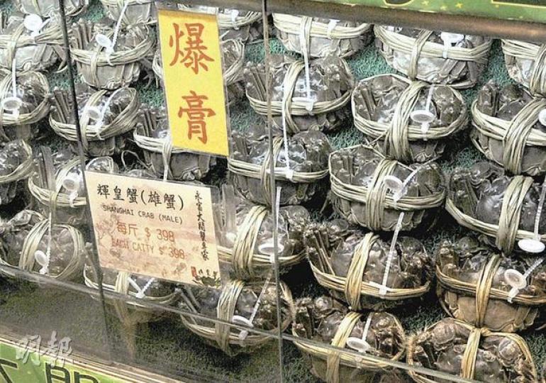 被驗出含獸藥殘餘的大閘蟹樣本,來自老字號「永富」,其鎮店「輝皇蟹」以「爆膏」聞名。(陳淑安攝)出售「三角形西瓜」、「心形西瓜」等特色水果的永富食品有限公司,多年來一直有出售大閘蟹。(陳淑安攝) 被驗出含獸藥殘餘的大閘蟹樣本,來自老字號「永富」,其鎮店「輝皇蟹」以「爆膏」聞名。(陳淑安攝)出售「三角形西瓜」、「心形西瓜」等特色水果的永富食品有限公司,多年來一直有出售大閘蟹。(陳淑安攝)
