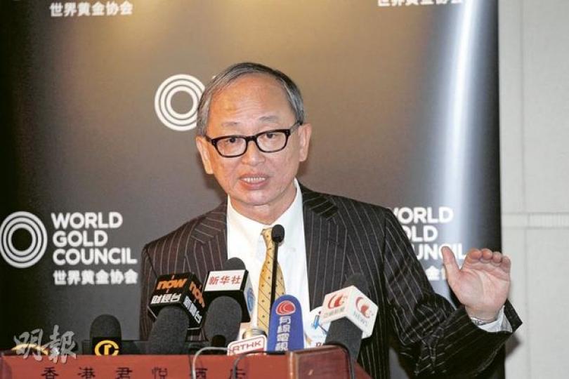 世界黃金協會遠東區董事總經理鄭良豪認為，黃金市場需求強勁，未來金價向好。（李紹昌攝）