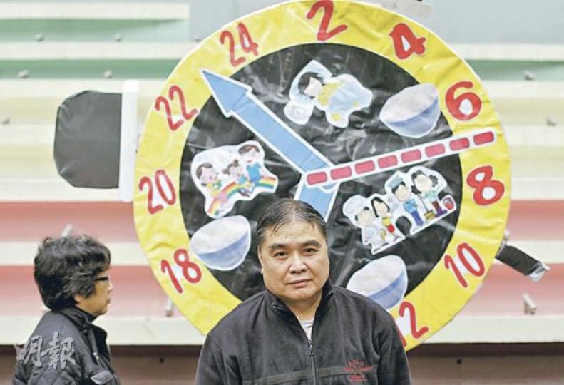 60歲的保安員凌隆豐(右)認為,政府應立法制訂標準工時,保護打工仔權益。(林振東攝) (明報製圖) 60歲的保安員凌隆豐(右)認為,政府應立法制訂標準工時,保護打工仔權益。(林振東攝) (明報製圖)