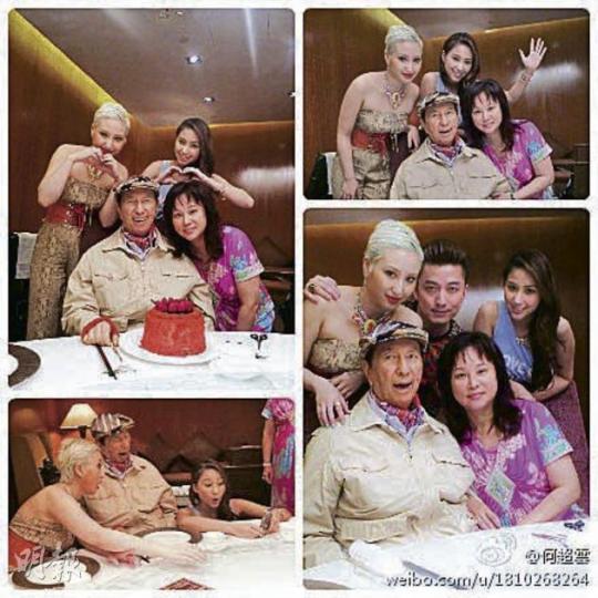 賭王前晚跟三房一家及超雲男友陳山聰慶祝父親節,賭王精神不俗。(微博圖片) 賭王精靈地以「打喊露」鬼臉跟女兒何超蓮玩自拍。(微博圖片) 賭王前晚跟三房一家及超雲男友陳山聰慶祝父親節,賭王精神不俗。(微博圖片) 賭王精靈地以「打喊露」鬼臉跟女兒何超蓮玩自拍。(微博圖片)