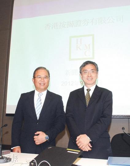 按證公司連出3招以增加逆按揭吸引力。左為執行董事彭醒棠,右為總裁劉怡翔。(陳淑安攝) 按證公司連出3招以增加逆按揭吸引力。左為執行董事彭醒棠,右為總裁劉怡翔。(陳淑安攝)