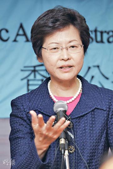 政務司長林鄭月娥說，如政府只關心民望及政治權宜，大可將新界東北發展規劃束之高閣。（郭慶輝攝）