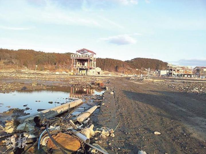 震災至今兩年，宮城縣南三陸町仍然猶如死城，瓦礫隨處可見。（吳克穎攝）