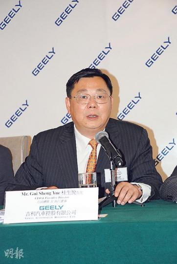 吉利行政總裁桂生悅（圖）不覺得去年日系車因釣島事件導致銷情下滑，反能令公司國產車銷量獲益很多。（陳子凌攝）