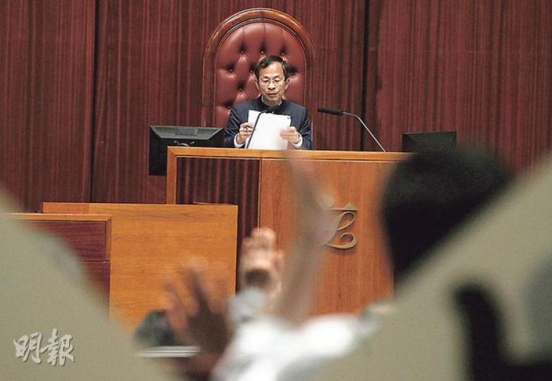 劉健儀說，立法會主席（圖）權力已「愈煲愈大」，擔心將來若換主席，可能會配合政府推行議案。（李澤彤攝）