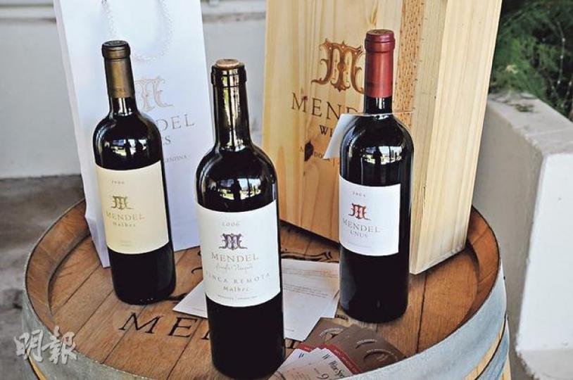 Mendel 旗下三大品牌，左起Malbec、Finca Remota 和Unus。（劉信全攝）