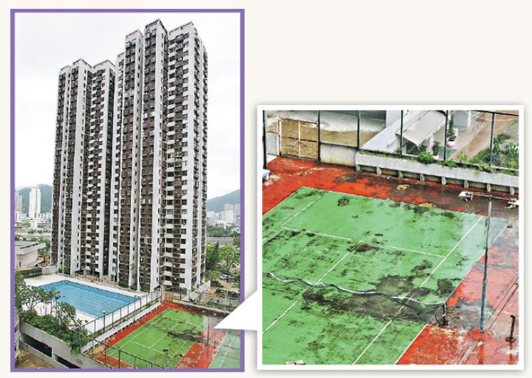 富豪花園網球場空置近兩年無人打理，場地早已發黑，業主們認為對單位景觀造成影響之餘，亦會拖累物業價值。（林俊源攝）富豪花園遊樂會管理屋苑部分休憩設施，兩年前開始停止營運，有關設施亦荒廢至今，遊樂會門口則貼上「內部裝修 暫停營業」字句（小圖）。（林俊源攝）業主意見﹕業主立案法團主席蔣德明稱，即使法團願意支付租金，營運休憩設施的費用亦相當高昂，料每月開支高達17萬元，每戶管理費或需增加約100元。（林俊源攝）