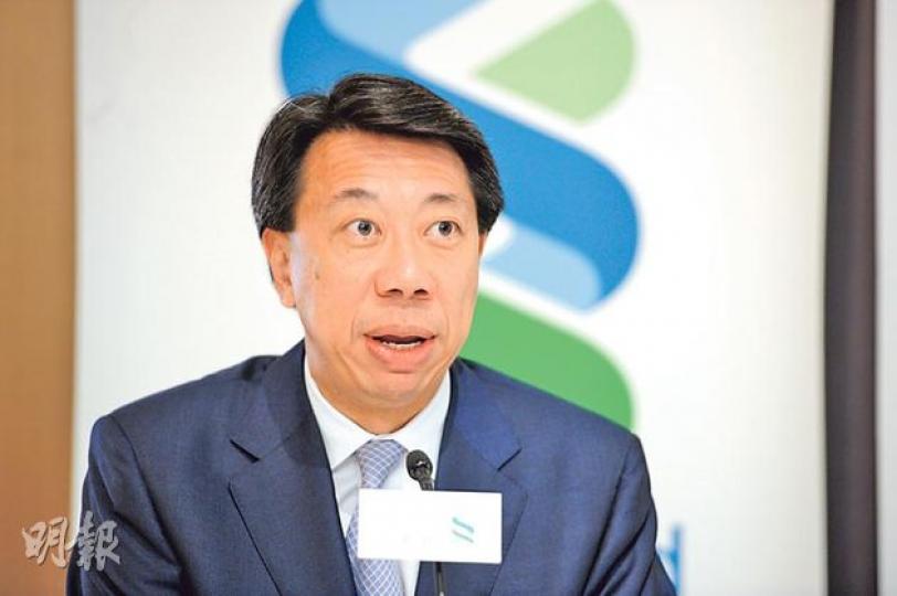 渣打集團香港行政總裁洪丕正認為,隨着內地資金緊缺問題緩解,該行下半年貸款增速料會減慢。如美國退市導致資金撤離亞洲,該行擁有充足的客戶存款,相信不會有競爭存款的壓力。(尹錦恩攝) 渣打集團香港行政總裁洪丕正認為,隨着內地資金緊缺問題緩解,該行下半年貸款增速料會減慢。如美國退市導致資金撤離亞洲,該行擁有充足的客戶存款,相信不會有競爭存款的壓力。(尹錦恩攝)
