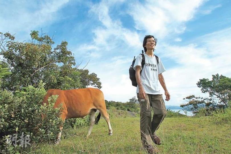 香港自然探索學會會長祁麟峰(圖)表示,郊野公園是港人共享的珍貴資源,反對政府用作發展。他前日帶記者從西貢碼頭出發,乘車到大網仔一帶,步行15分鐘山路即可到達一座無名小山,在藍天下遠眺西貢內海景色,其間巧遇數隻牛為伴。(林俊源攝) 香港自然探索學會會長祁麟峰(圖)表示,郊野公園是港人共享的珍貴資源,反對政府用作發展。他前日帶記者從西貢碼頭出發,乘車到大網仔一帶,步行15分鐘山路即可到達一座無名小山,在藍天下遠眺西貢內海景色,其間巧遇數隻牛為伴。(林俊源攝)