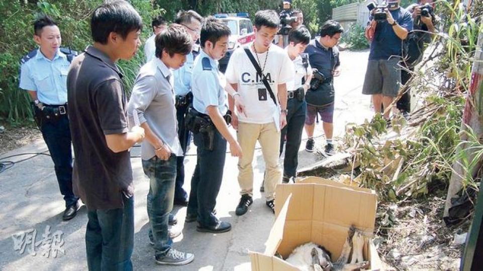 元朗垃圾房發現紙箱藏6具狗屍,大批警員趕到調查,案件列虐待動物處理,暫未有人被捕。(林智傑攝) 元朗垃圾房發現紙箱藏6具狗屍,大批警員趕到調查,案件列虐待動物處理,暫未有人被捕。(林智傑攝)