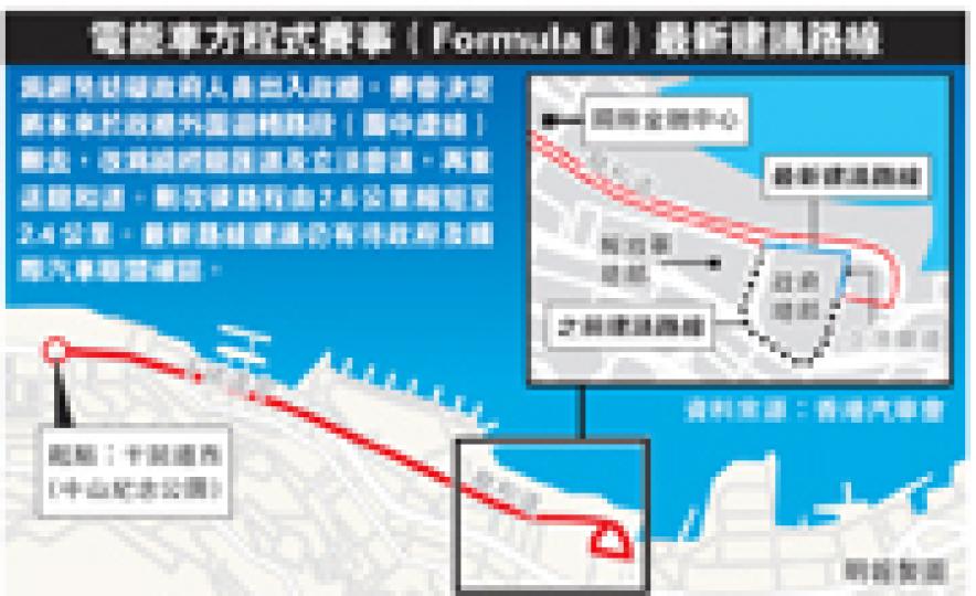 (明報製圖)Formula E行政總裁Alejandro Agag(左)及車隊與媒體權益部主管Ali Russel(右)昨訪港與香港汽車會會長余錦基(中)商討來年於香港舉辦方程式電能車賽事的細節,並透露現時只差國際汽車聯盟的安全檢測便能確定賽道。(盧翊銘攝) (明報製圖)Formula E行政總裁Alejandro Agag(左)及車隊與媒體權益部主管Ali Russel(右)昨訪港與香港汽車會會長余錦基(中)商討來年於香港舉辦方程式電能車賽事的細節,並透露現時只差國際汽車聯盟的安全檢測便能確定賽道。(盧翊銘攝)