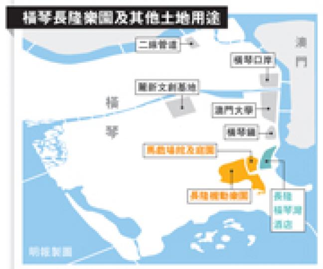 (明報製圖)橫琴新建成的客運碼頭位於橫琴口岸,將取代舊有碼頭輪渡設施。新碼頭採用歐洲建築風格,與對岸澳門路環島上建築,相映成趣。(尹錦恩攝))橫琴長隆國際海洋度假區的機動遊樂設施,外形初露,目前正加緊趕工。(尹錦恩攝)珠海長隆橫琴灣酒店大抵建成,附近的道路、園林及人工湖亦竣工,為年尾開業做最後籌備工作。(尹錦恩攝)珠海長隆國際海洋度假區內的馬戲場館差不多建成,並將於本月20日舉行中國國際馬戲節,為長隆正式於年底開幕前,掀起高潮。(尹錦恩攝)(明報製圖) (明報製圖)橫琴新建成的客運碼頭位於橫琴口岸,將取代舊有碼頭輪渡設施。新碼頭採用歐洲建築風格,與對岸澳門路環島上建築,相映成趣。(尹錦恩攝))橫琴長隆國際海洋度假區的機動遊樂設施,外形初露,目前正加緊趕工。(尹錦恩攝)珠海長隆橫琴灣酒店大抵建成,附近的道路、園林及人工湖亦竣工,為年尾開業做最後籌備工作。(尹錦恩攝)珠海長隆國際海洋度假區內的馬戲場館差不多建成,並將於本月20日舉行中國國際馬戲節,為長隆正式於年底開幕前,掀起高潮。(尹錦恩攝)(明報製圖)