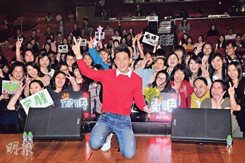 雖然香港粉絲見面會僅約百粉絲支持，但沒有影響宥勝的心情。（攝影/記者：林祖傑）