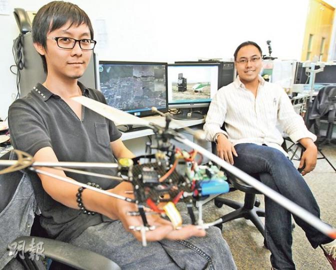 視野機器人有限公司首席研究員岑棓琛（左）、首席執行官陳嘉浩（右）表示，天然資源和大型基建設施有價，而人力成本卻又不斷上漲，令無人和自動化的監察技術愈來愈吃香。（林俊源攝）