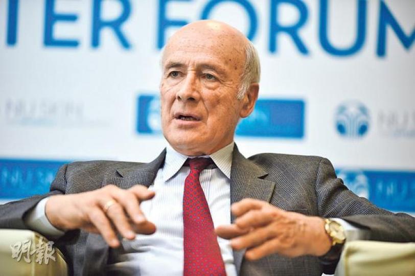 提出「軟實力」概念的國際關係學大師Joseph Nye（圖）昨在港出席論壇。他認為港人應捍衛香港的法治、言論自由等軟實力，以保競爭力。（鄧宗弘攝）