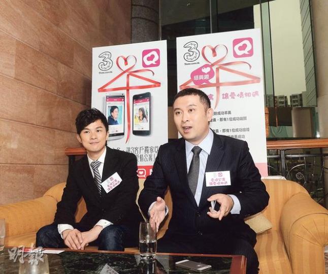 經營愛情公寓的尚凡資訊董事長張家銘（右）表示，香港交友市場的發展空間很大，他笑言平台在台灣的撮合率很高，平均每21人就有1人找到婚姻對象。左為尚凡總經理林志銘。（陳淑安攝）