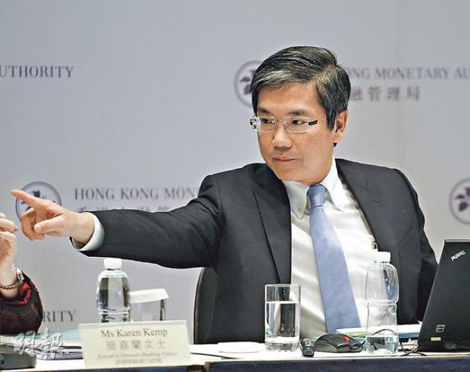 圖金管局副總裁阮國恒表示，今年會以流動性為首要監管目標，但銀行本身應作為第一道防線，自行訂立內部指標，做好風險管理，該局不會為銀行定下硬指標。（李紹昌攝）