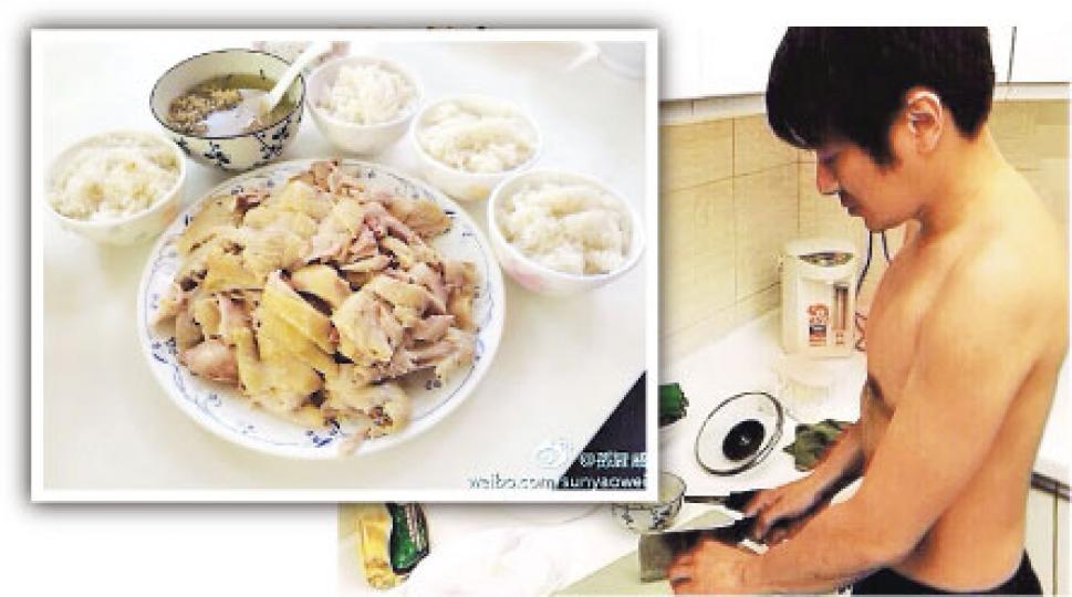 孫耀威親自下廚煮海南雞飯,被讚是個好男人。(微博圖片) 孫耀威親自下廚煮海南雞飯,被讚是個好男人。(微博圖片)