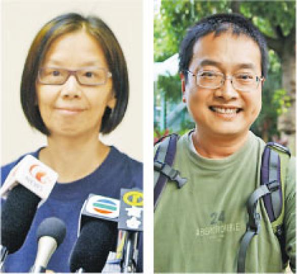 理工大學社會科學系退休副教授何芝君（左圖）及浸大社會學系研究助理教授陳允中（右圖）於昨日預演佔中被捕。陳允中說一直至昨午12時他才獲准進食。（資料圖片、林樂軒攝）