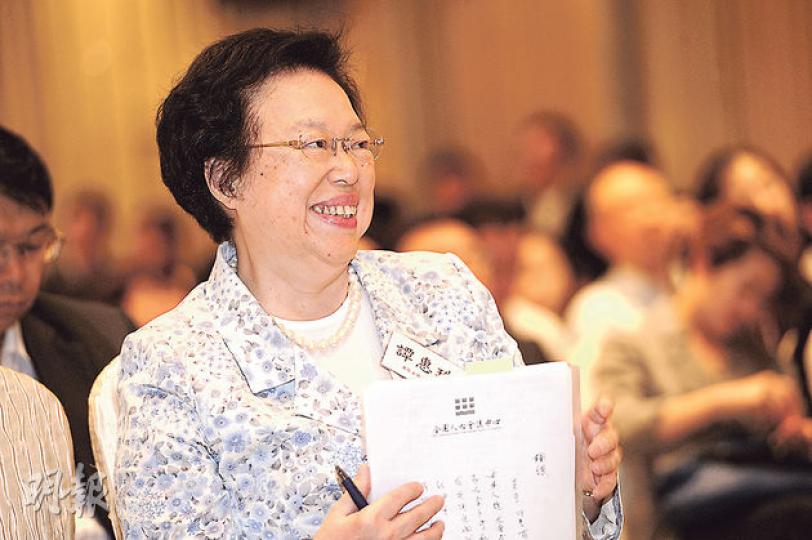 基本法委員會委員、港區人大代表譚惠珠說,若有人不理民意反對政改,或者只能「票債票償」。(胡景禧攝) 基本法委員會委員、港區人大代表譚惠珠說,若有人不理民意反對政改,或者只能「票債票償」。(胡景禧攝)