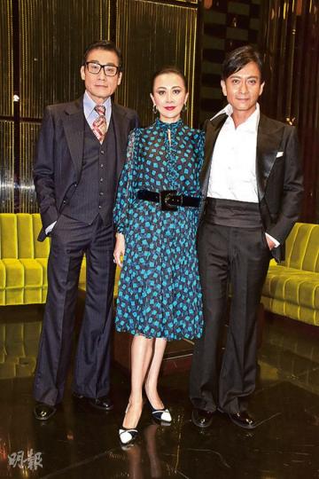 梁家輝、劉嘉玲及謝君豪前晚為舞台劇《杜老誌》作第2輪首映。（攝影﹕梁迺楠）