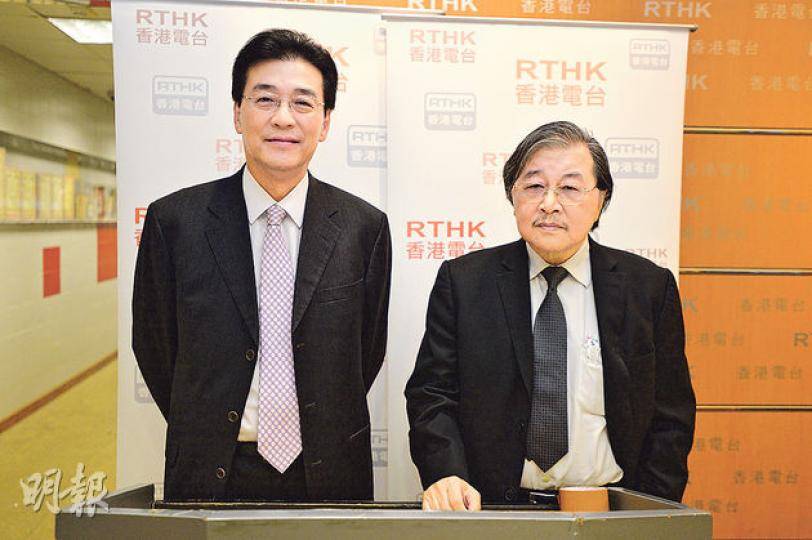 醫學會會長史泰祖（左）與醫學會會董蔡堅（右）昨出席港台《視點31》，蔡批評史無勇氣做民調了解業界對佔中看法，史回應說民調會加深業界撕裂。（葉家豪攝）