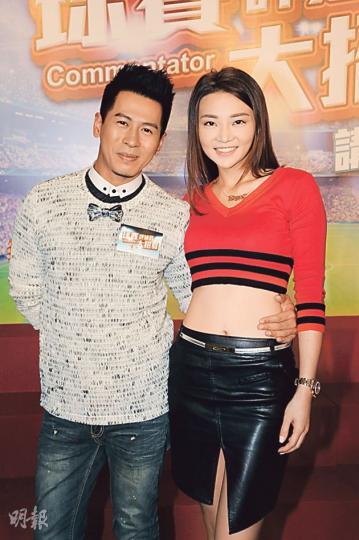 蔡國威（左）與張家瑩出席亞視舉行的「球賽評述員大招募」。（攝影/記者：梁榮達）