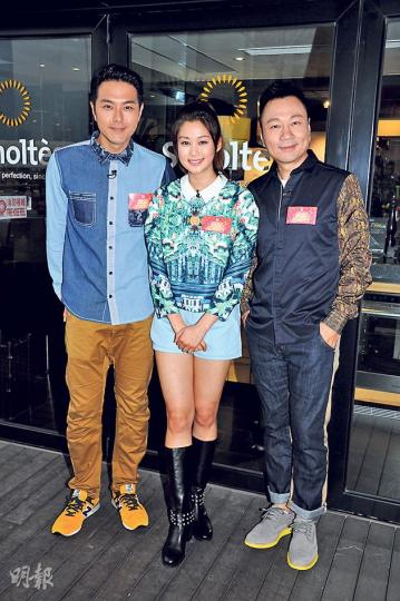 蕭正楠（左起）、岑麗香及黎耀祥錄影節目《明星愛廚房》，各自炮製拿手菜式。（攝影/記者：陳釗）