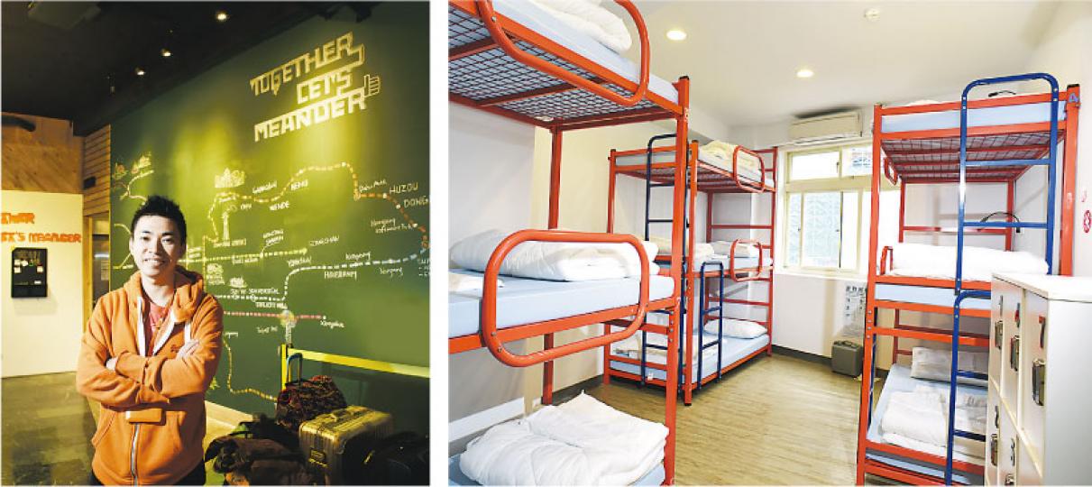 在台北開設旅店(右圖)的林維源(左圖)說,港人普遍心態焦慮,在旅途中會睇樓的只有港人。(陳淑安攝) 在台北開設旅店(右圖)的林維源(左圖)說,港人普遍心態焦慮,在旅途中會睇樓的只有港人。(陳淑安攝)