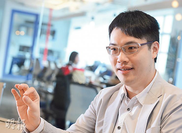 OPTICA執行董事賴駿基(圖)指希望利用太古所提供的6個月工作室免租期,助色盲人士分別顏色的技術發展。(劉焌陶攝) OPTICA執行董事賴駿基(圖)指希望利用太古所提供的6個月工作室免租期,助色盲人士分別顏色的技術發展。(劉焌陶攝)