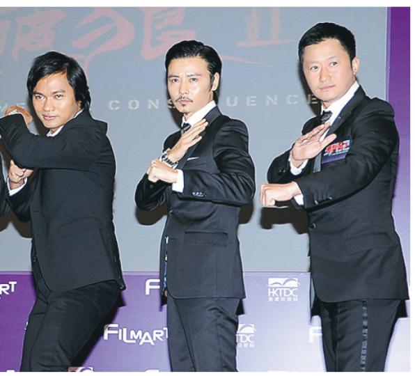 Tony Jaa(左起)、張晉及吳京都是打得之人。(攝影﹕鍾偉茵)古天樂為新片《殺破狼II》造勢。(攝影﹕鍾偉茵) Tony Jaa(左起)、張晉及吳京都是打得之人。(攝影﹕鍾偉茵)古天樂為新片《殺破狼II》造勢。(攝影﹕鍾偉茵)