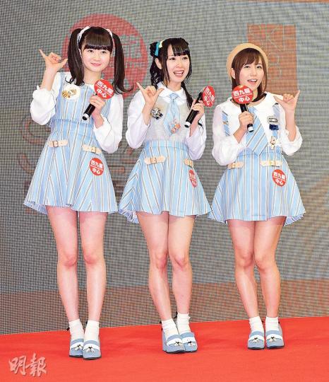 SKE48成員江籠裕奈（左起）、高柳明音莓及大場美奈舉行簽名握手會，更以廣東話向粉絲打招呼。（攝影：梁迺楠）