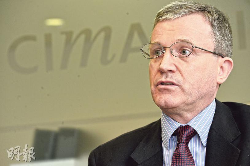 特許管理會計師公會(CIMA)北亞區理事會會長及香港分會會長Aidan Goddard。(葉家豪攝) 特許管理會計師公會(CIMA)北亞區理事會會長及香港分會會長Aidan Goddard。(葉家豪攝)