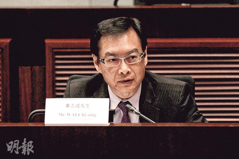 前路政署長韋志成（圖）昨出席有關高鐵工程延誤的立法會研訊作供，指自己2008年4月至2010年6月在任時，已發現高鐵進度輕微滯後，但當時定於2015年8月竣工是合理及有根據。（林俊源攝）