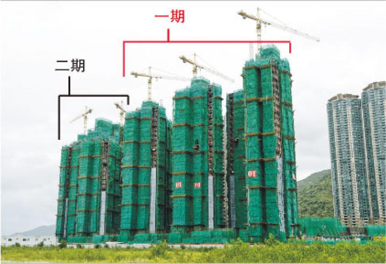 新地東涌東環II共涉932伙，涵蓋1房至3房，其中2房已佔約4成半，最快下月公布樓書及展開銷售；圖中右起三幢為東環1期。（黃志東攝）